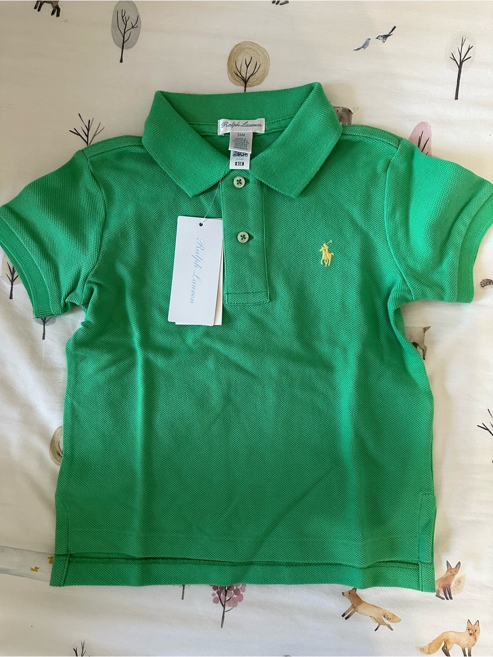 Ralph Lauren Boys Green Polo with Yellow Pony Logo